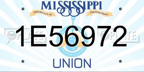 1E56972 Mississippi License Plate