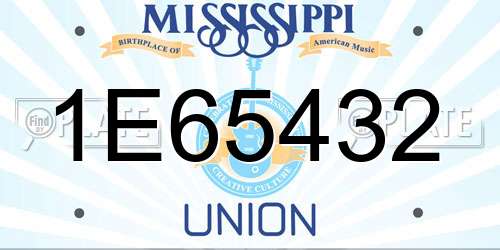 1E65432 Mississippi License Plate