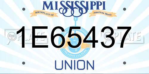 1E65437 Mississippi License Plate