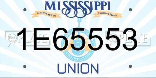 1E65553 Mississippi License Plate