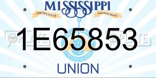 1E65853 Mississippi License Plate
