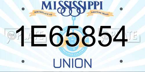 1E65854 Mississippi License Plate
