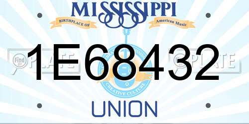 1E68432 Mississippi License Plate