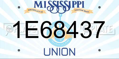 1E68437 Mississippi License Plate
