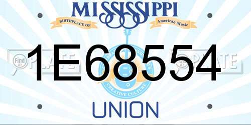 1E68554 Mississippi License Plate