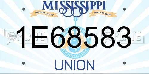 1E68583 Mississippi License Plate