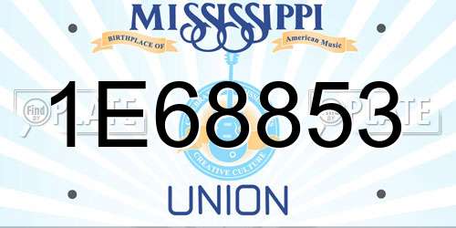 1E68853 Mississippi License Plate