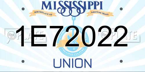 1E72022 Mississippi License Plate