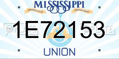 1E72153 Mississippi License Plate