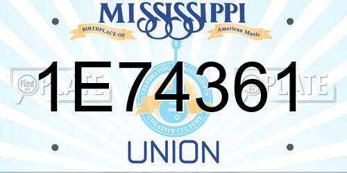 1E74361 Mississippi License Plate