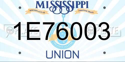 1E76003 Mississippi License Plate