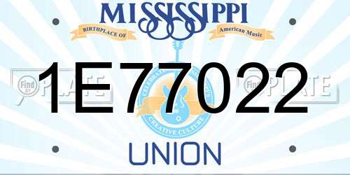 1E77022 Mississippi License Plate