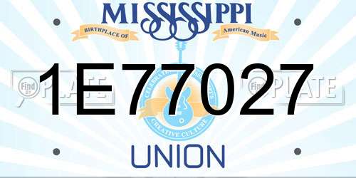 1E77027 Mississippi License Plate