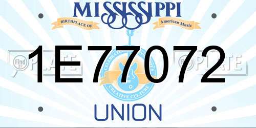 1E77072 Mississippi License Plate