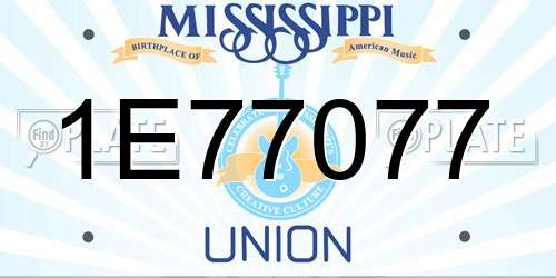 1E77077 Mississippi License Plate