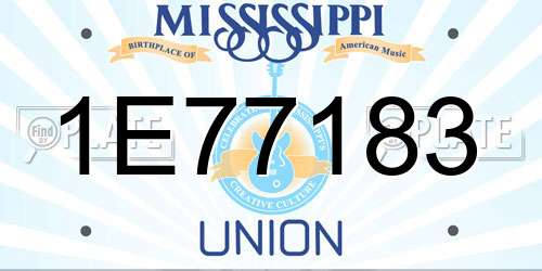 1E77183 Mississippi License Plate