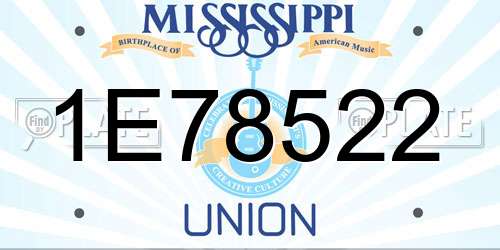 1E78522 Mississippi License Plate
