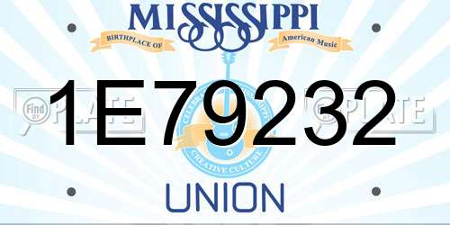1E79232 Mississippi License Plate