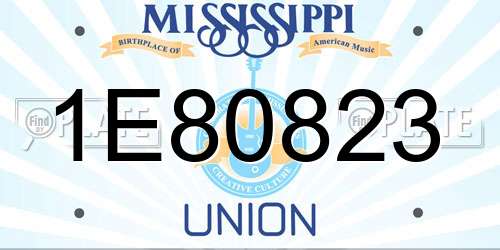 1E80823 Mississippi License Plate