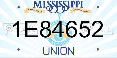 1E84652 Mississippi License Plate