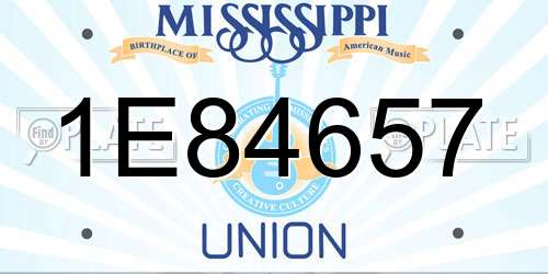 1E84657 Mississippi License Plate