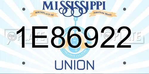 1E86922 Mississippi License Plate