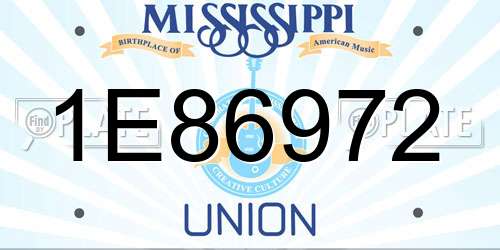 1E86972 Mississippi License Plate