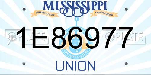 1E86977 Mississippi License Plate