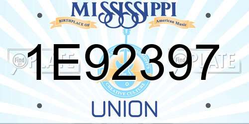 1E92397 Mississippi License Plate