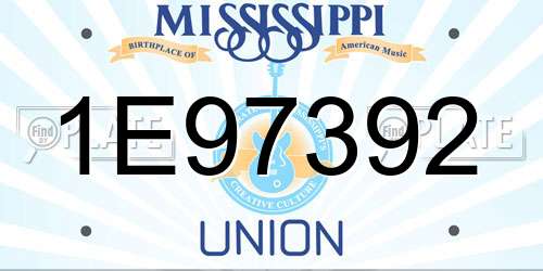 1E97392 Mississippi License Plate