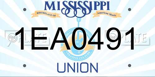 1EA0491 Mississippi License Plate