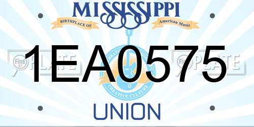1EA0575 Mississippi License Plate