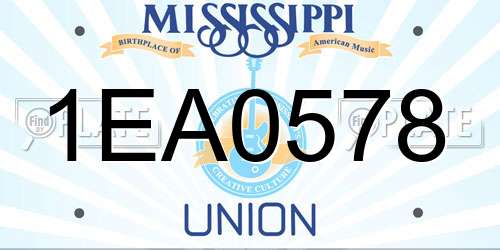 1EA0578 Mississippi License Plate