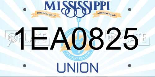 1EA0825 Mississippi License Plate