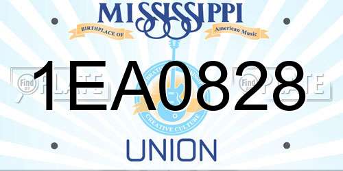 1EA0828 Mississippi License Plate