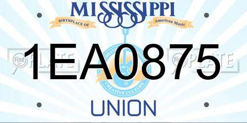 1EA0875 Mississippi License Plate