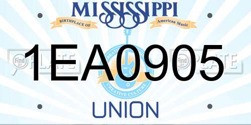 1EA0905 Mississippi License Plate
