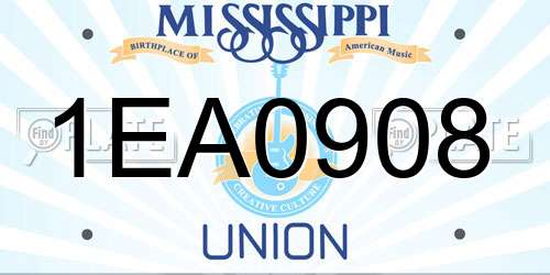 1EA0908 Mississippi License Plate