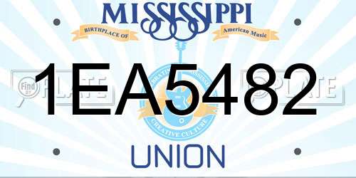 1EA5482 Mississippi License Plate
