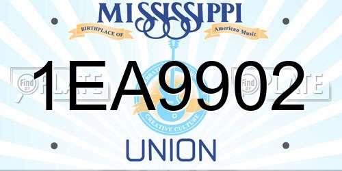 1EA9902 Mississippi License Plate