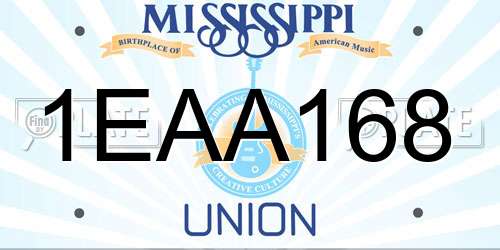 1EAA168 Mississippi License Plate