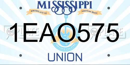 1EAO575 Mississippi License Plate