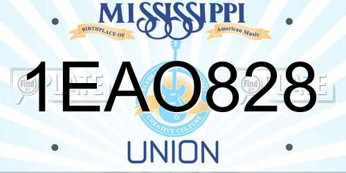 1EAO828 Mississippi License Plate
