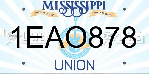 1EAO878 Mississippi License Plate