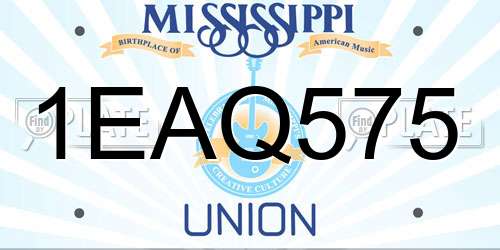 1EAQ575 Mississippi License Plate