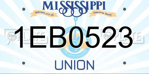 1EB0523 Mississippi License Plate