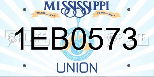 1EB0573 Mississippi License Plate
