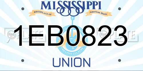 1EB0823 Mississippi License Plate