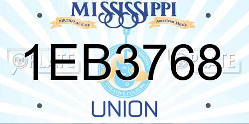 1EB3768 Mississippi License Plate