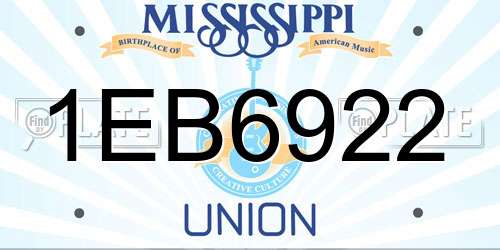 1EB6922 Mississippi License Plate